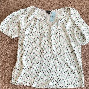 Ann Taylor White Blouse with Floral Print
